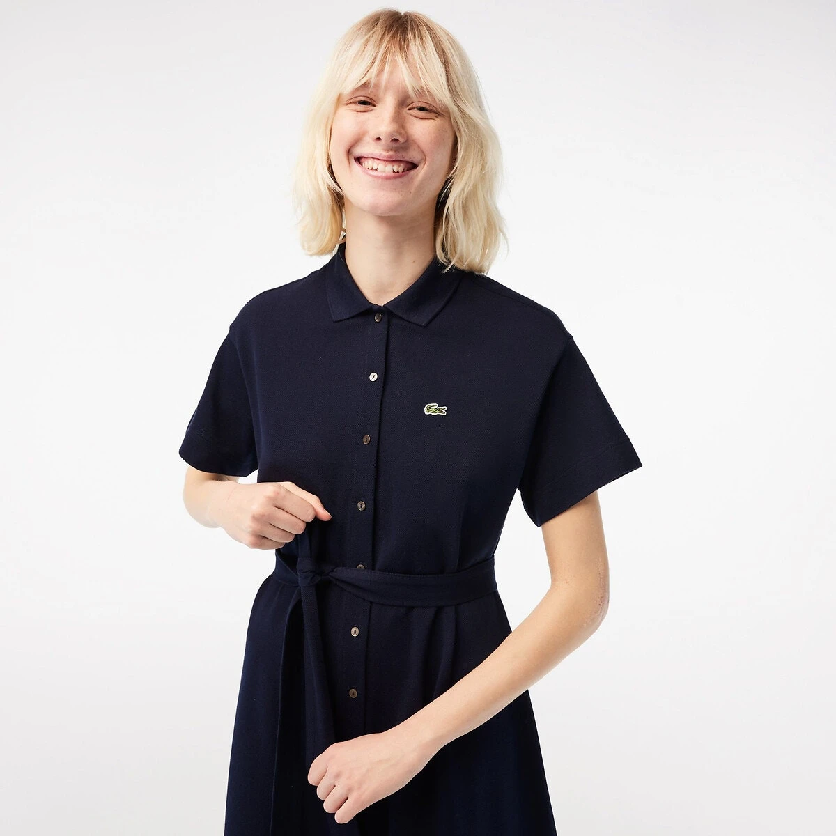 Lacoste Robe Polo Ceinturée, Maille Piquée Coton 2 Lacoste Robe Polo Ceinturée, Maille Piquée Coton – Image 2