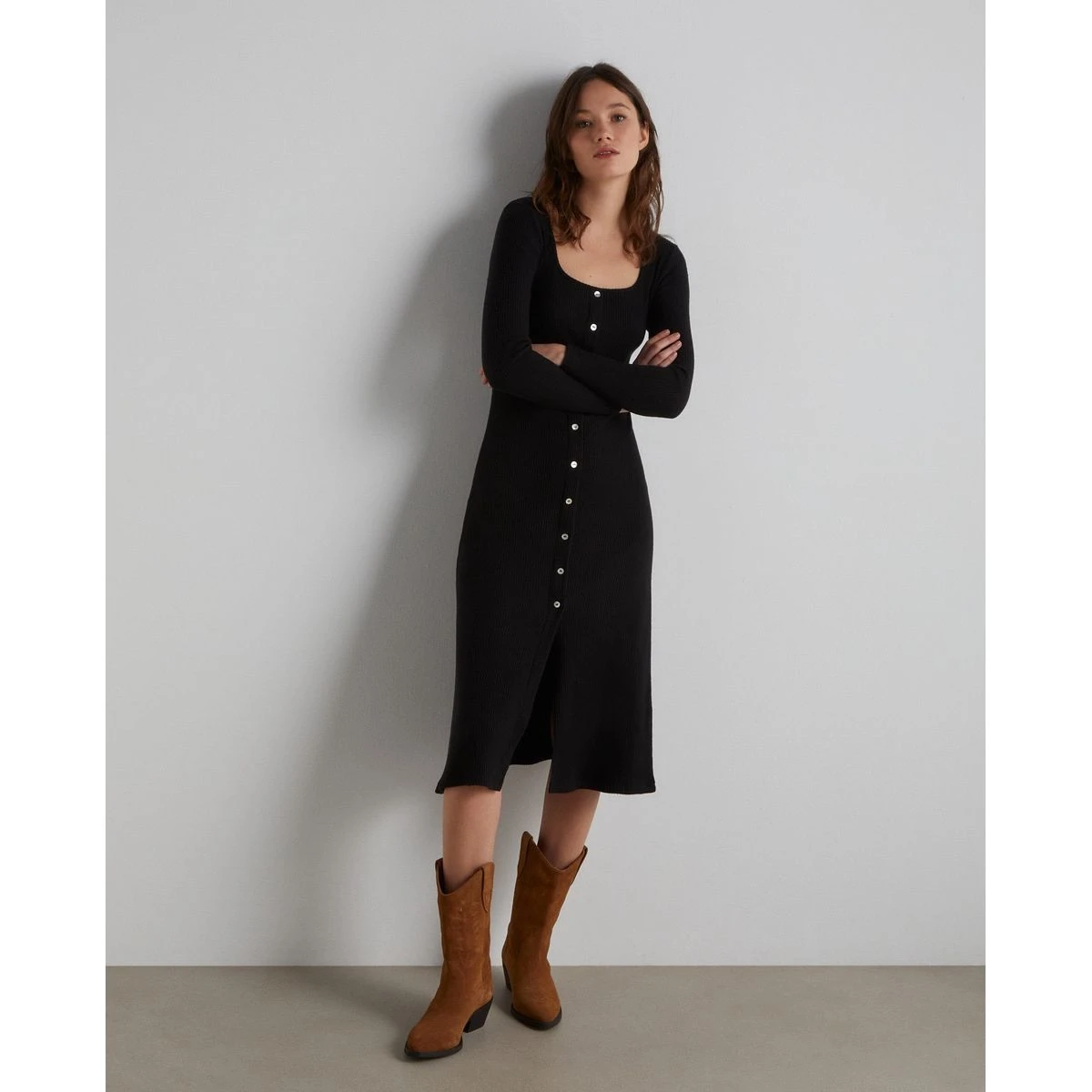 Robe Côtelée Col En U 3 Robe Côtelée Col En U – Image 3