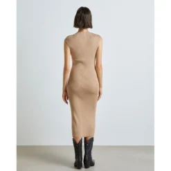 Robe Midi En Maille Côtelée -Velousia Soldes Boutique 07816e6f22217d7580f97fb5d201698e