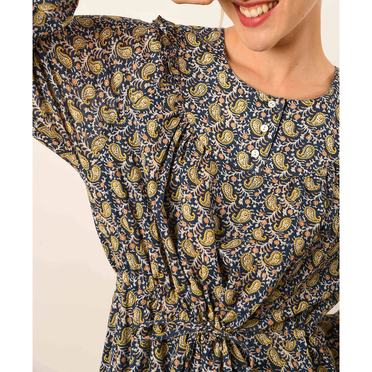 Robe Imprimée Longue, Manches 3/4 POMPEI 3 Robe Imprimée Longue, Manches 3/4 POMPEI – Image 3