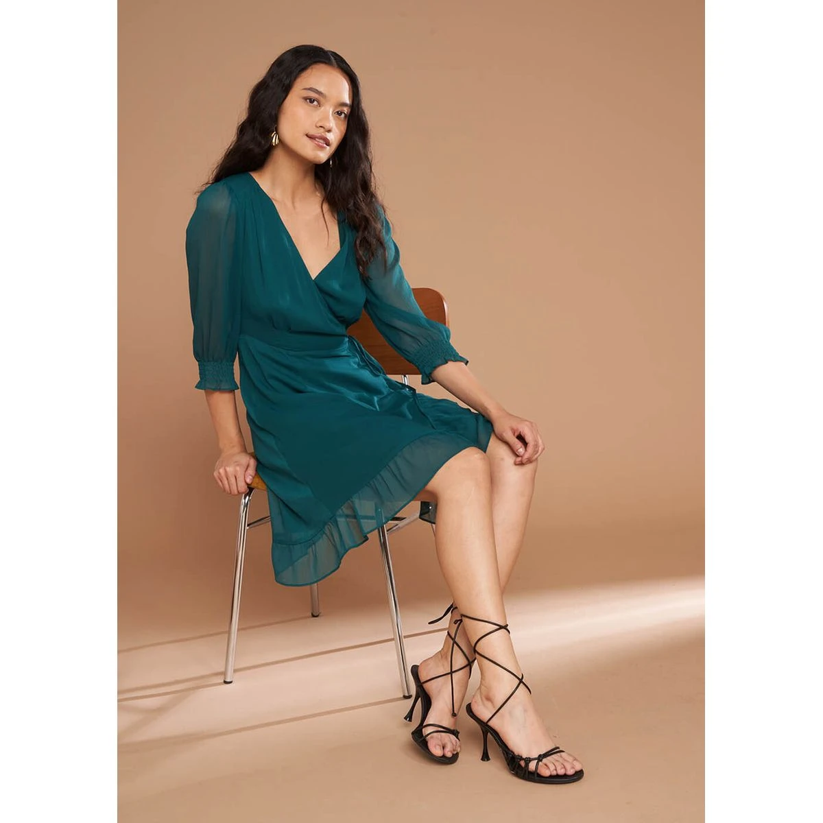 Robe Cache-coeur à Manches Longues 5 Robe Cache-coeur à Manches Longues – Image 5