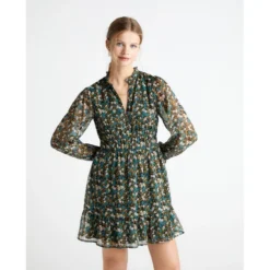 Robe Courte Mousseline à Encolure En V -Velousia Soldes Boutique 12d7dfa958953da469a8e022ab42ebfc