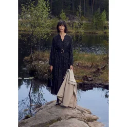 Robe Longue à Imprimé Bicolore