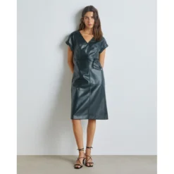 Robe Midi à Manches Courtes -Velousia Soldes Boutique 1ae6df6a284bad176041bc59d83ead0f