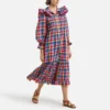 Robe Ample à Carreaux Multicolores Et Volants
