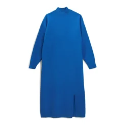 Robe Fendue Tricot à Col Montant