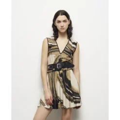 THE KOOPLES Robe Imprimée En Soie, Courte, Sans Manches -Velousia Soldes Boutique 250e9f18ad8b4f5688b662273f98bd17