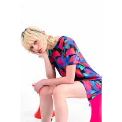 Robe Courte Color Bloc Graphique -Velousia Soldes Boutique 32ddf6ba80f9897126ac3d97b4433213