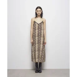 THE KOOPLES Robe Droite En Soie, Imprimé Python