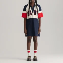 Gant Robe Polo Droite, Courte, Manches Courtes