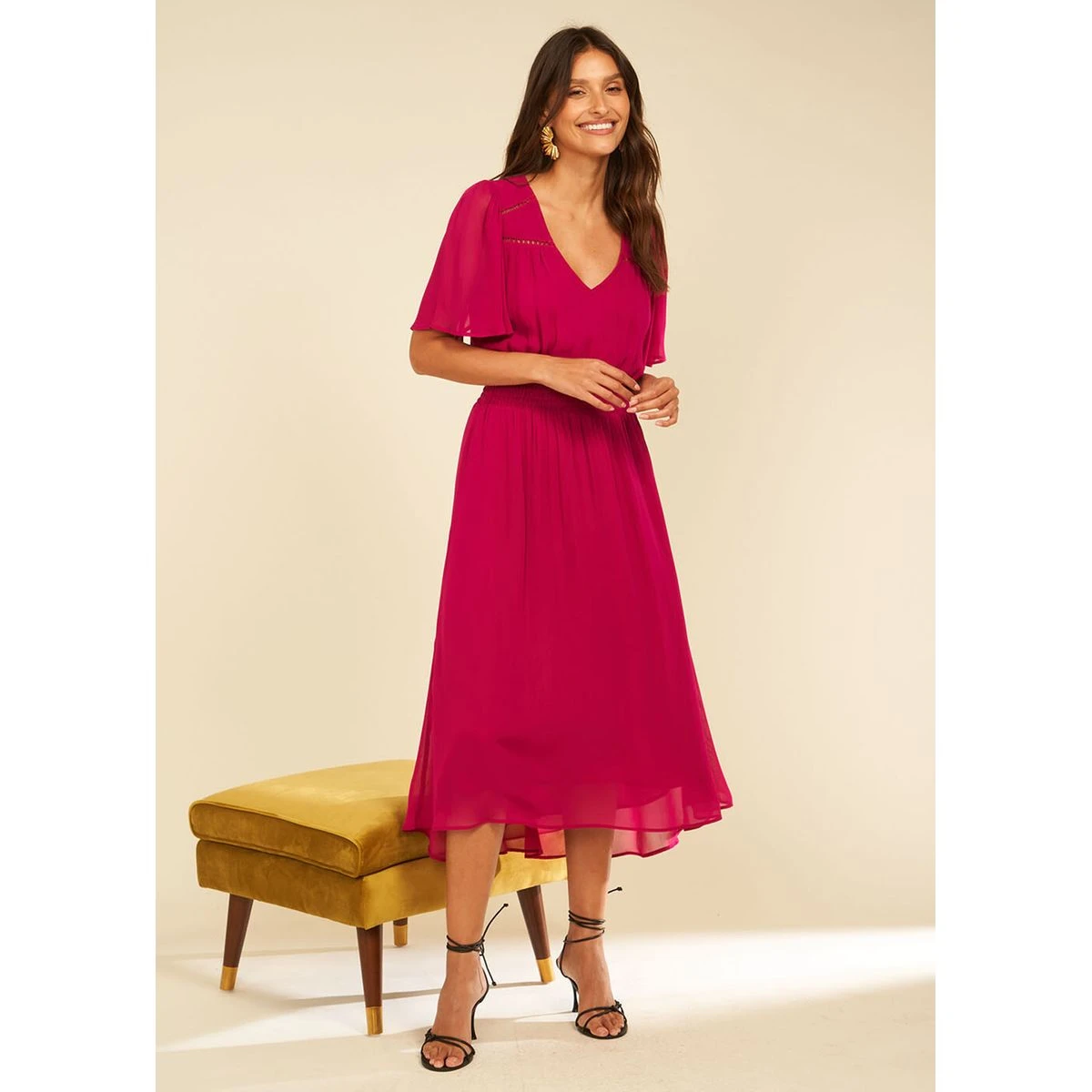 Robe Midi Avec Manches Volantées 7 Robe Midi Avec Manches Volantées – Image 7