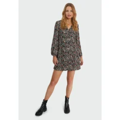 Robe Plissée à Imprimé Végétal -Velousia Soldes Boutique 3f84b1a353f32bc9abde287e8a42d4b7