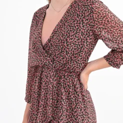 Robe En Voile Imprimée Effet Cache-cœur -Velousia Soldes Boutique 479a352348e9b6dd7c53b1a9d4a30778