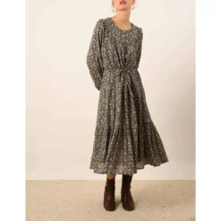 Robe Imprimée Longue, Manches 3/4 POMPEI