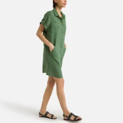 Robe Droite En Lin, Manches Courtes ELINE -Velousia Soldes Boutique 4addc98c81a9a946da4c06e6af9ad0bc