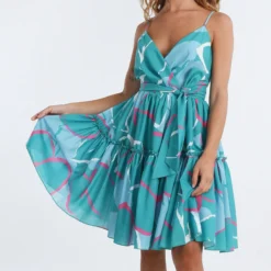 Robe Courte évasée, Fines Bretelles, Imprimée -Velousia Soldes Boutique 4ec9e3191f79e254540de612c14a7d02