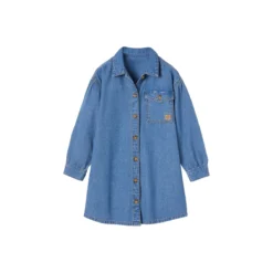 Robe Chemise En Denim Animée D'une Broderie Fleur