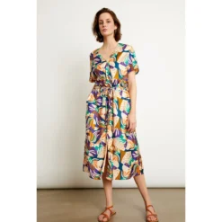 Robe Droite Imprimé, Longueur Midi, 3/4 PRADO