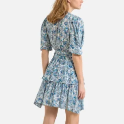 Suncoo Robe Courte Imprimée à Volants Cira -Velousia Soldes Boutique 5c34c2034fdf2409ecef5ff5f1266df5