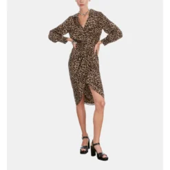 THE KOOPLES Robe Mi-longue Imprimée Léopard En Soie