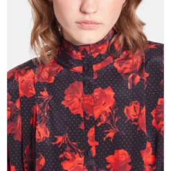 THE KOOPLES Robe Chemise Courte Imprimée Fleur En Soie -Velousia Soldes Boutique 5ea6c6e6e3c4b67bc1798513e752f6dd