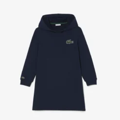 Lacoste Robe Manches Longues à Capuche En Molleton