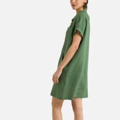 Robe Droite En Lin, Manches Courtes ELINE -Velousia Soldes Boutique 62faabc501b94050883e8499276cf446