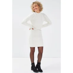 Robe Pull Droite Avec Torsades -Velousia Soldes Boutique 65f996394fe4688ab4656e9a9f8a09b1