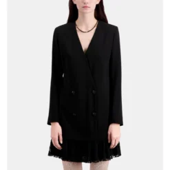 THE KOOPLES Robe Courte Effet Tailleur En Crêpe Et Dentelle