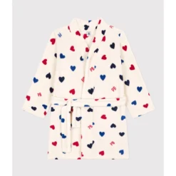 PETIT BATEAU Robe De Chambre Imprimée Coeurs En Polaire