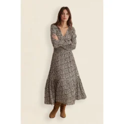 Robe Midi Imprimée Manches Longues MARLONE -Velousia Soldes Boutique 72bcdd4fb0b7c608274c75bd47896cf5