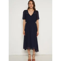 Robe Midi Avec Manches Volantées