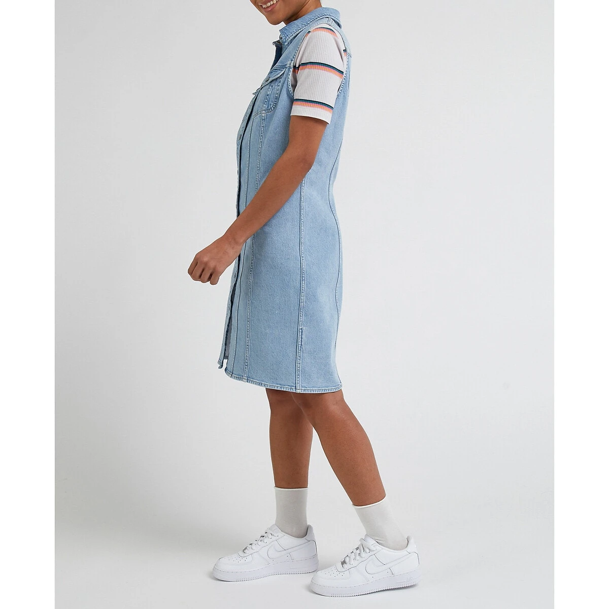 Lee Robe En Jean Sans Manches, Préssionnée 2 Lee Robe En Jean Sans Manches, Préssionnée – Image 2
