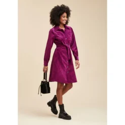 Robe Chemisier En Velours -Velousia Soldes Boutique 763bd0a111c428dfb000be4fe4bb1366