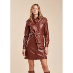 Robe Chemise Courte Effet Cuir -Velousia Soldes Boutique 79bae8fe691a9aa7a9ae2fdfc2d8bcdc