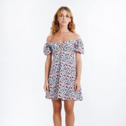 Robe Manches Courtes Ballon, Imprimée