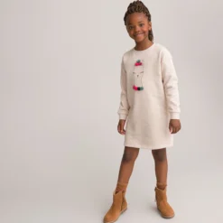 Robe Droite à Manches Longues En Molleton