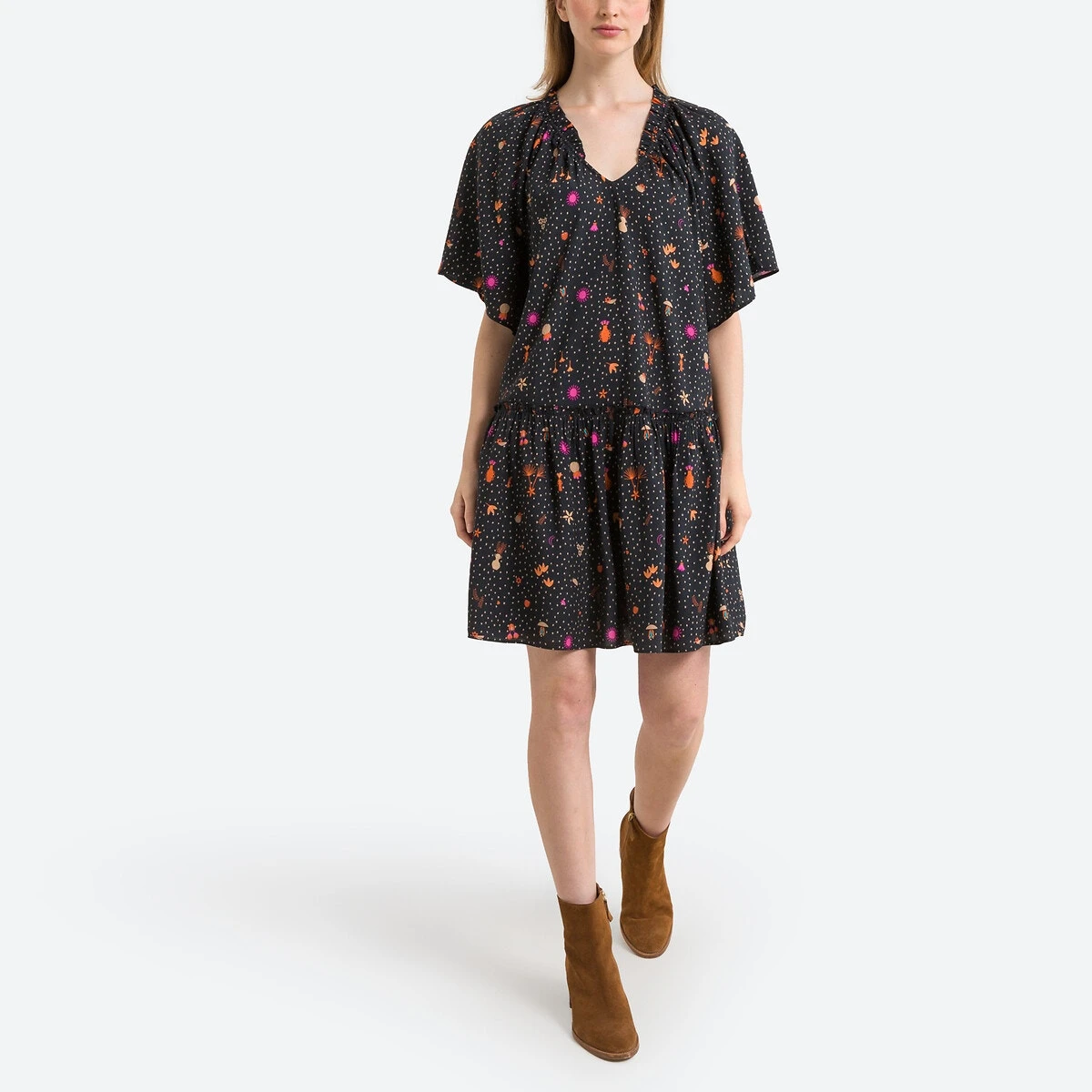 DES PETITS HAUTS Robe Ample Courte Imprimée 2 DES PETITS HAUTS Robe Ample Courte Imprimée – Image 2