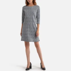 ONLY Robe Courte à Carreaux, Manches 3/4 -Velousia Soldes Boutique 87c7bf6671dee04c0a8f8cc8986f9948