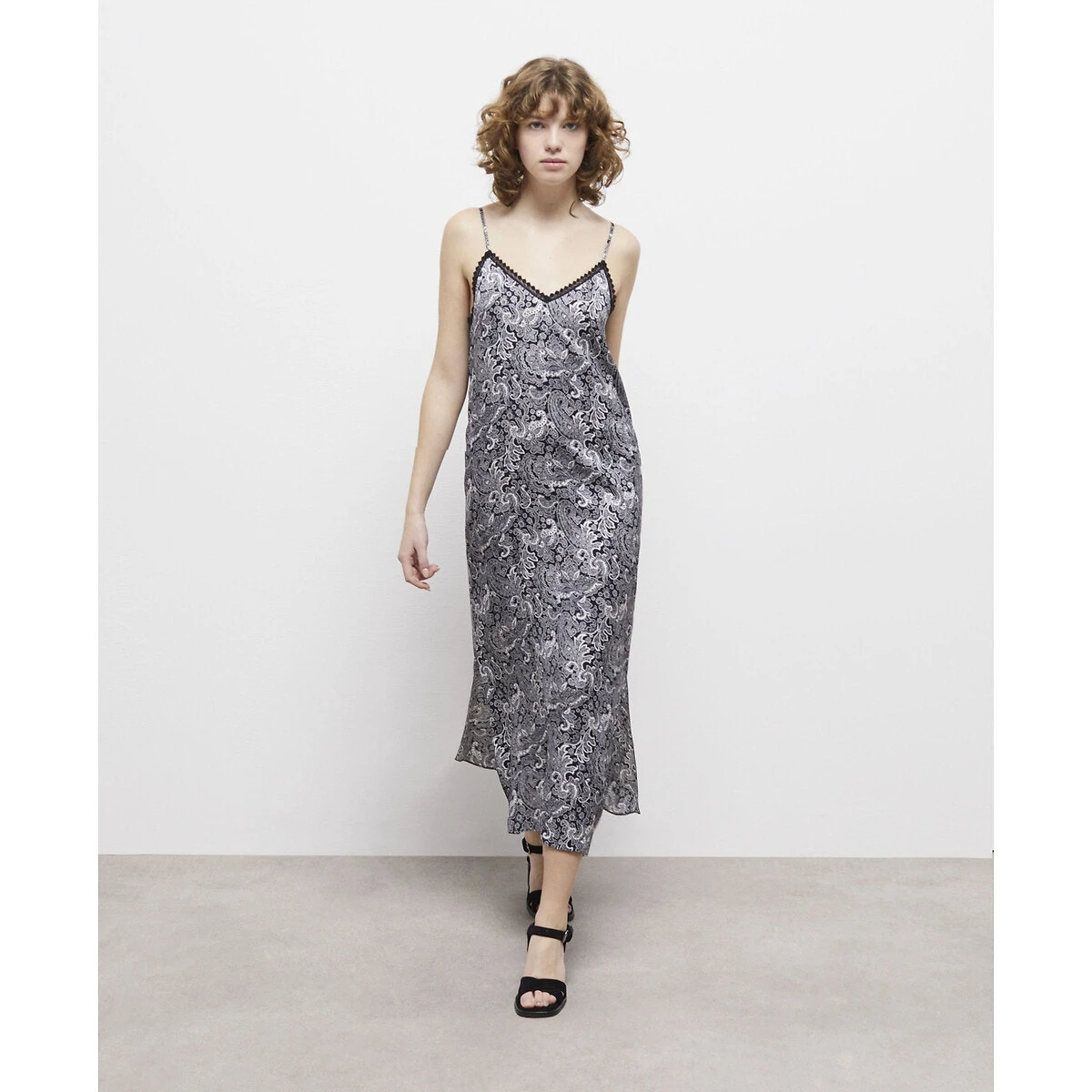 THE KOOPLES Robe Droite Imprimée, Longue, Fines Bretelles 1 THE KOOPLES Robe Droite Imprimée, Longue, Fines Bretelles