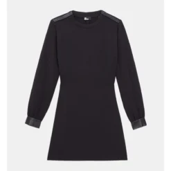 THE KOOPLES Robe Courte En Crêpe Avec Détails En Cuir -Velousia Soldes Boutique 8990758992495f360a1af2b1a5ca0f43