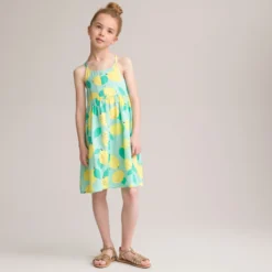 Robe à Fines Bretelles, Imprimé Citrons