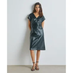 Robe Midi à Manches Courtes -Velousia Soldes Boutique 95d20f0a8cc7a7accd8e997e5287243d