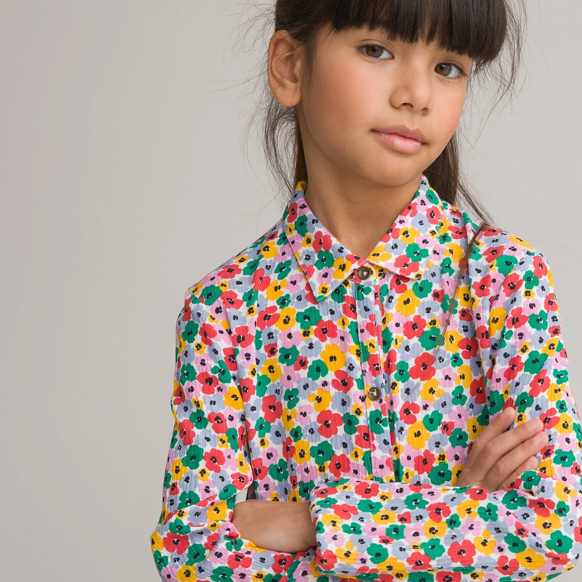 Robe Manches Longues, Imprimé Fleurs Multicolores 2 Robe Manches Longues, Imprimé Fleurs Multicolores – Image 2