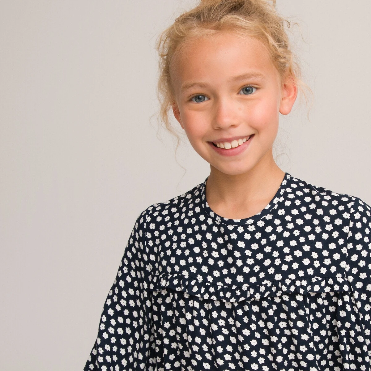 Robe Fluide à Manches Longues Imprimée Fleurs 2 Robe Fluide à Manches Longues Imprimée Fleurs – Image 2