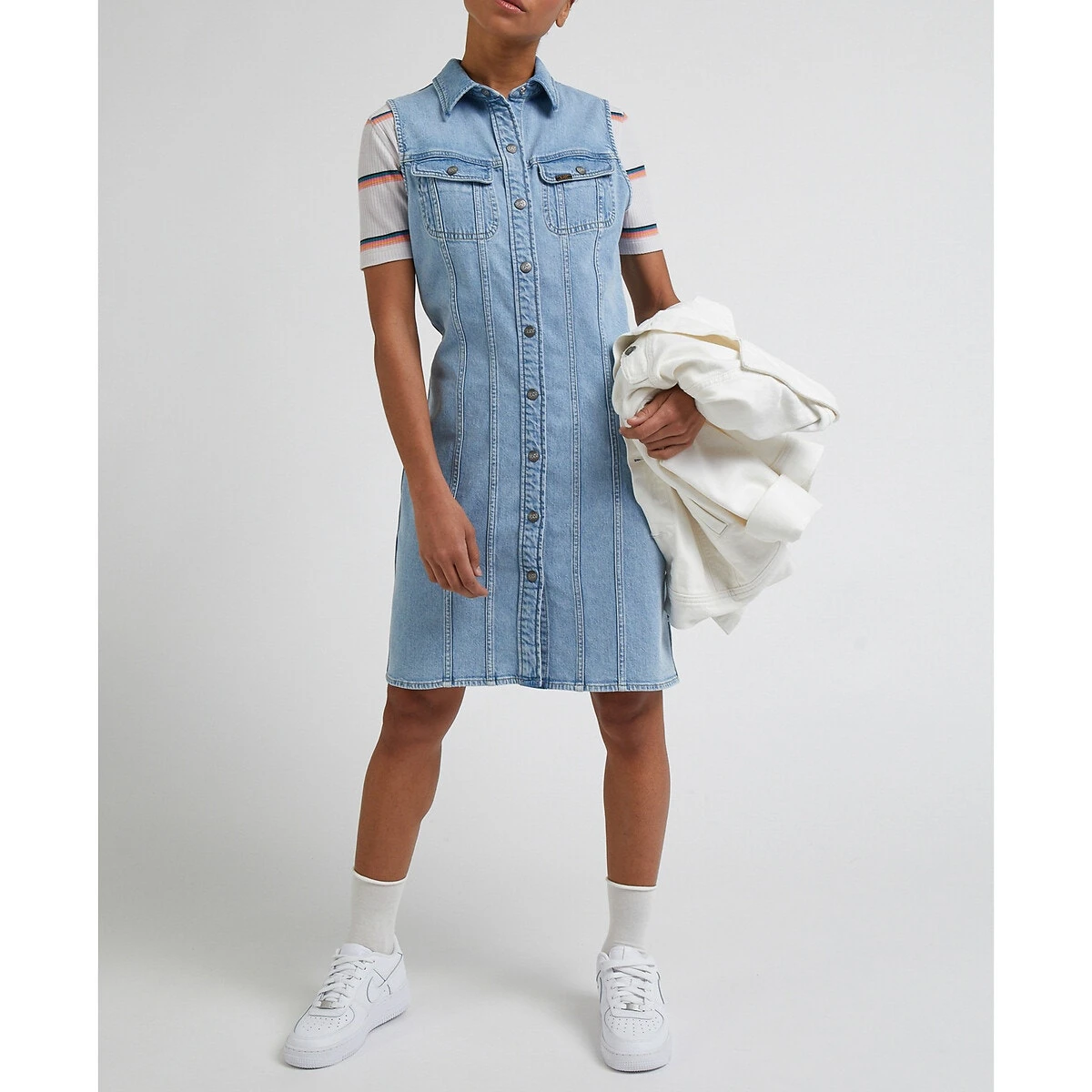 Lee Robe En Jean Sans Manches, Préssionnée 5 Lee Robe En Jean Sans Manches, Préssionnée – Image 5