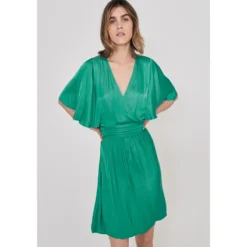 Ikks Robe Satinée Recyclée Ceinture Drapée