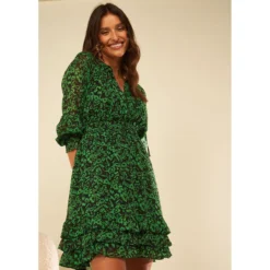 Robe Courte à Col Rond Imprimée -Velousia Soldes Boutique a717ceba9c7509f6cb2f1d8cb0fa6331