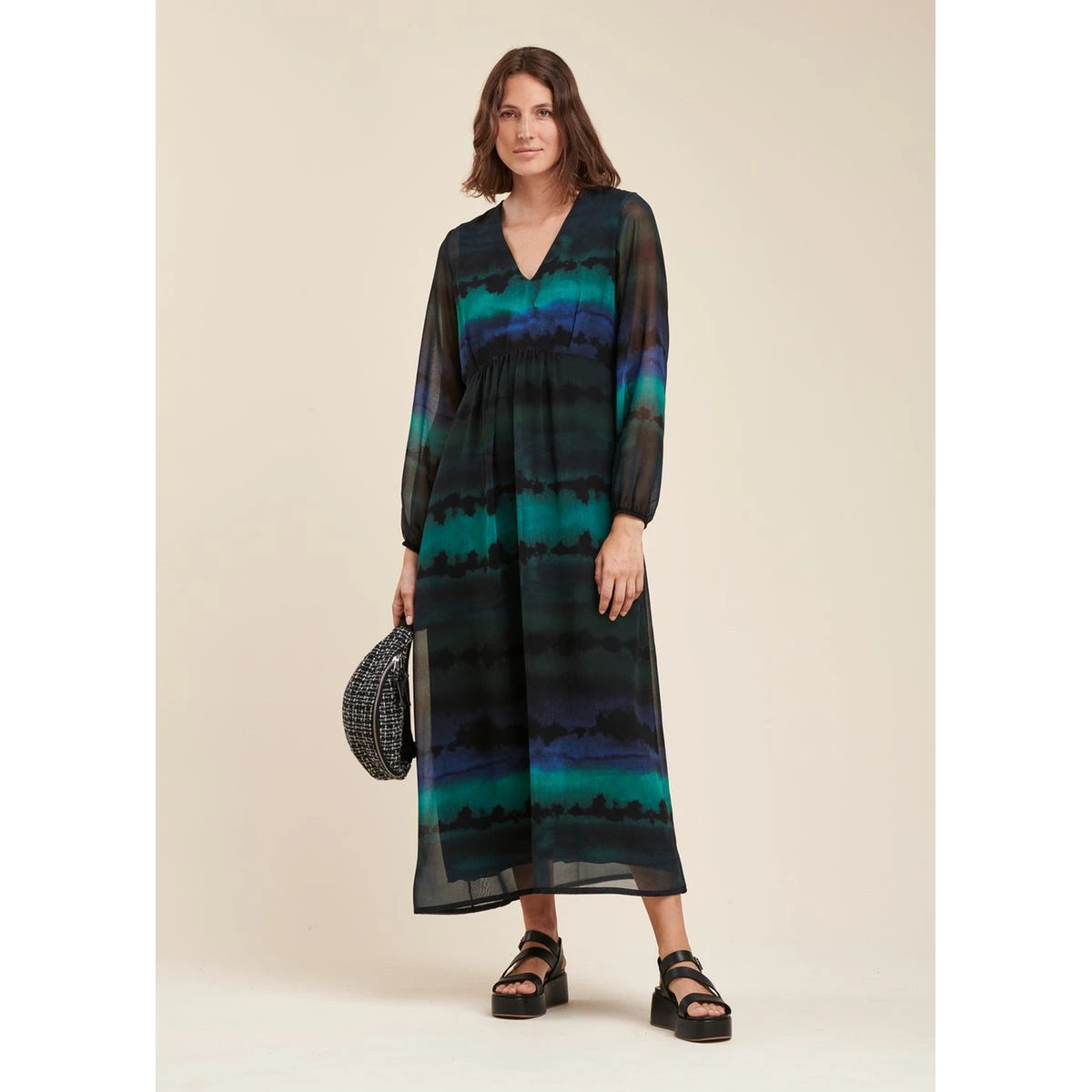 Robe Longue En Voile De Polyester Tie & Dye 1 Robe Longue En Voile De Polyester Tie & Dye