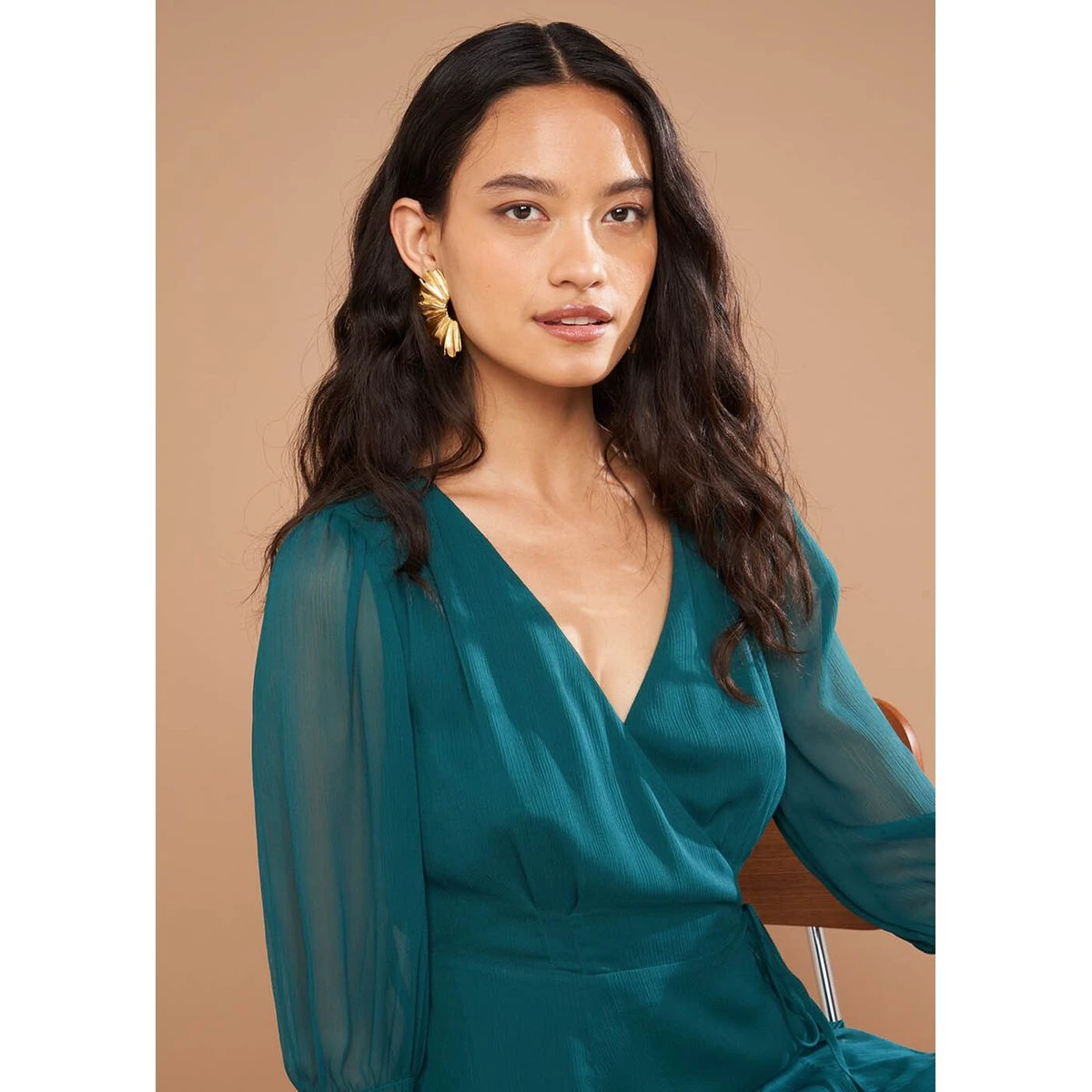 Robe Cache-coeur à Manches Longues 3 Robe Cache-coeur à Manches Longues – Image 3